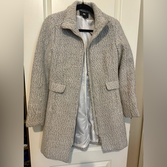 H&M light gray wool pea coat - Picture 1 of 9